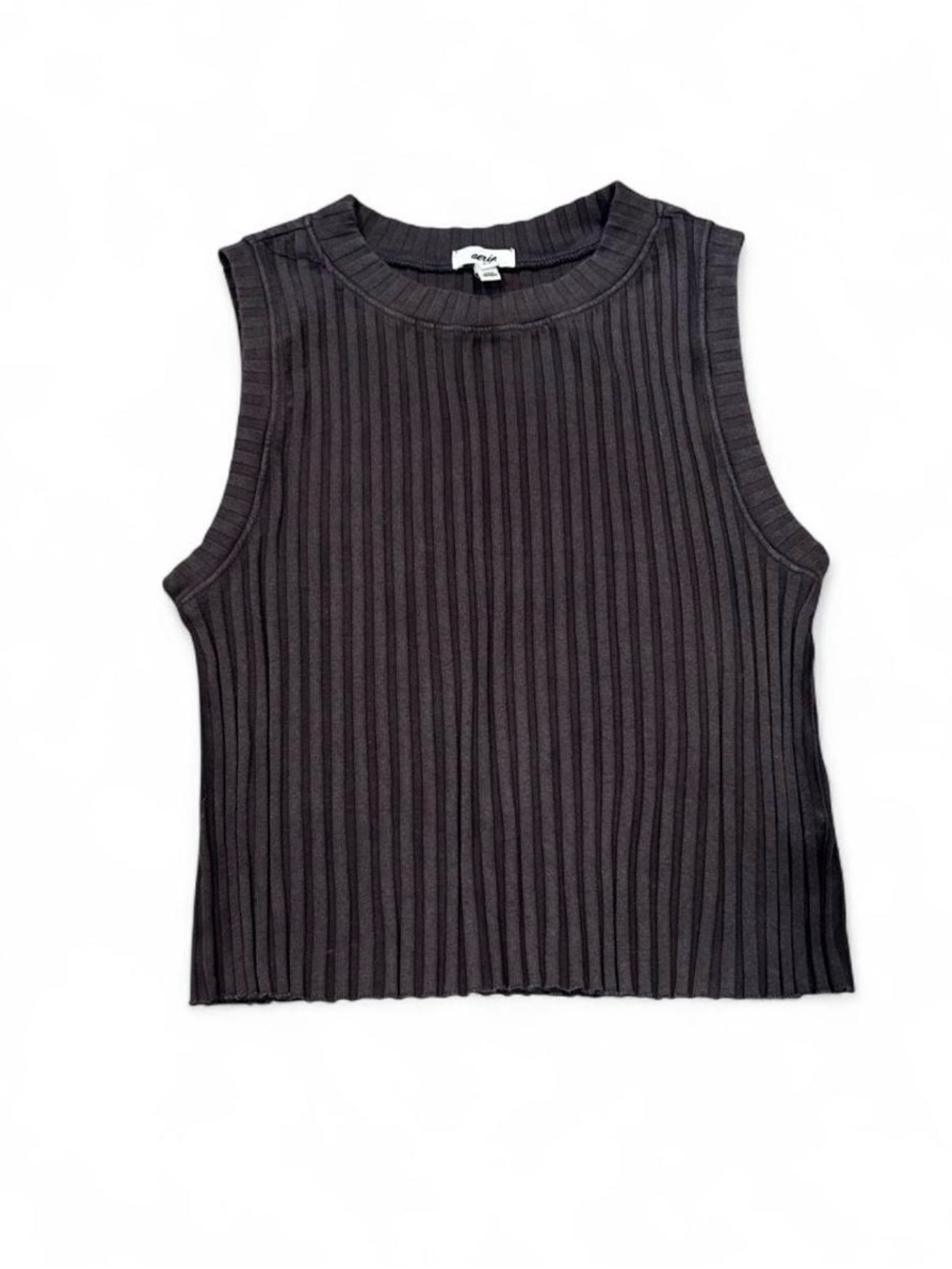 Aerie Black Ribbed Sleeveless Tank Top Size Small